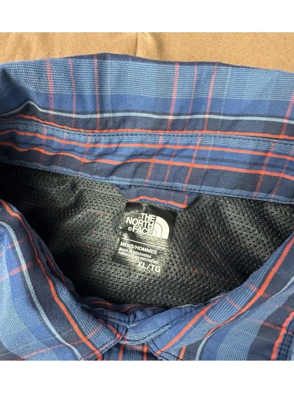 The North Face Men's XL Plaid Hiking Shirt Long Sleeve Button Up Blue Orange